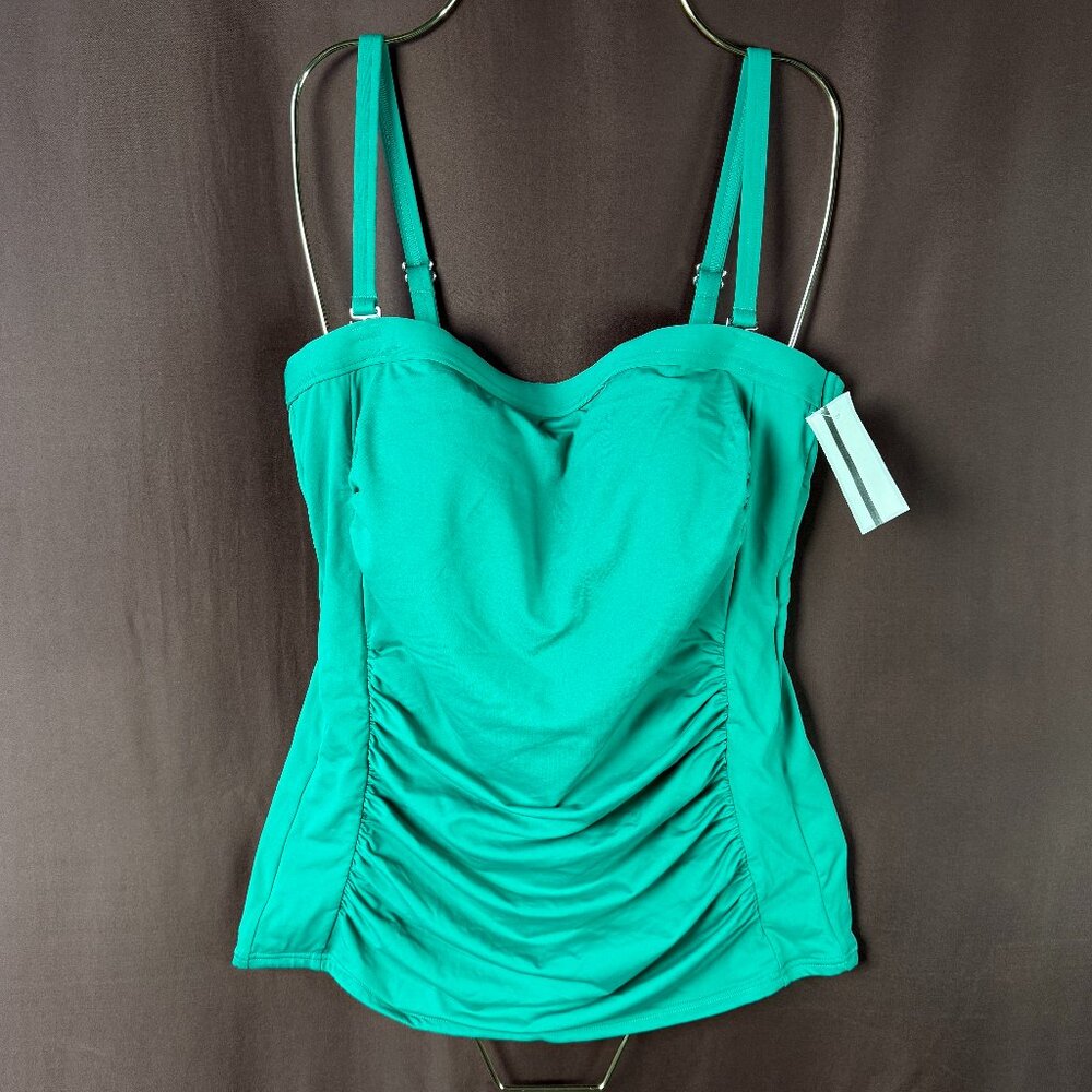 Lands' End Women's 4, 2-10 LONG Strapless Bandeau Tankini Top Swimsuit w/ Remova